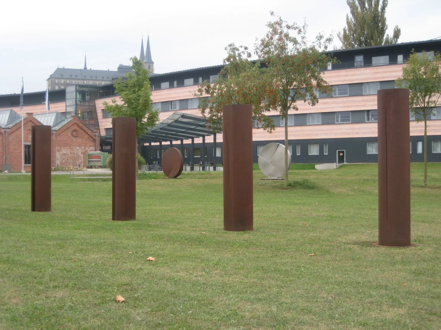 The artist Bernd Wagenhäuser from Bamberg exhibits his large sculptures in Bamberg's park of sculptures near the Concert and Congresshall.