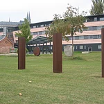 The artist Bernd Wagenhäuser from Bamberg exhibits his large sculptures in Bamberg's park of sculptures near the Concert and Congresshall.