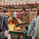 Am Grünen Markt - Original Bamberger Hörnla (Kartoffel). Stadtführung "Erlebnis Gärtnerstadt"