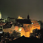 View of the Old Town Hall, the cathedral and Saint Michael at night