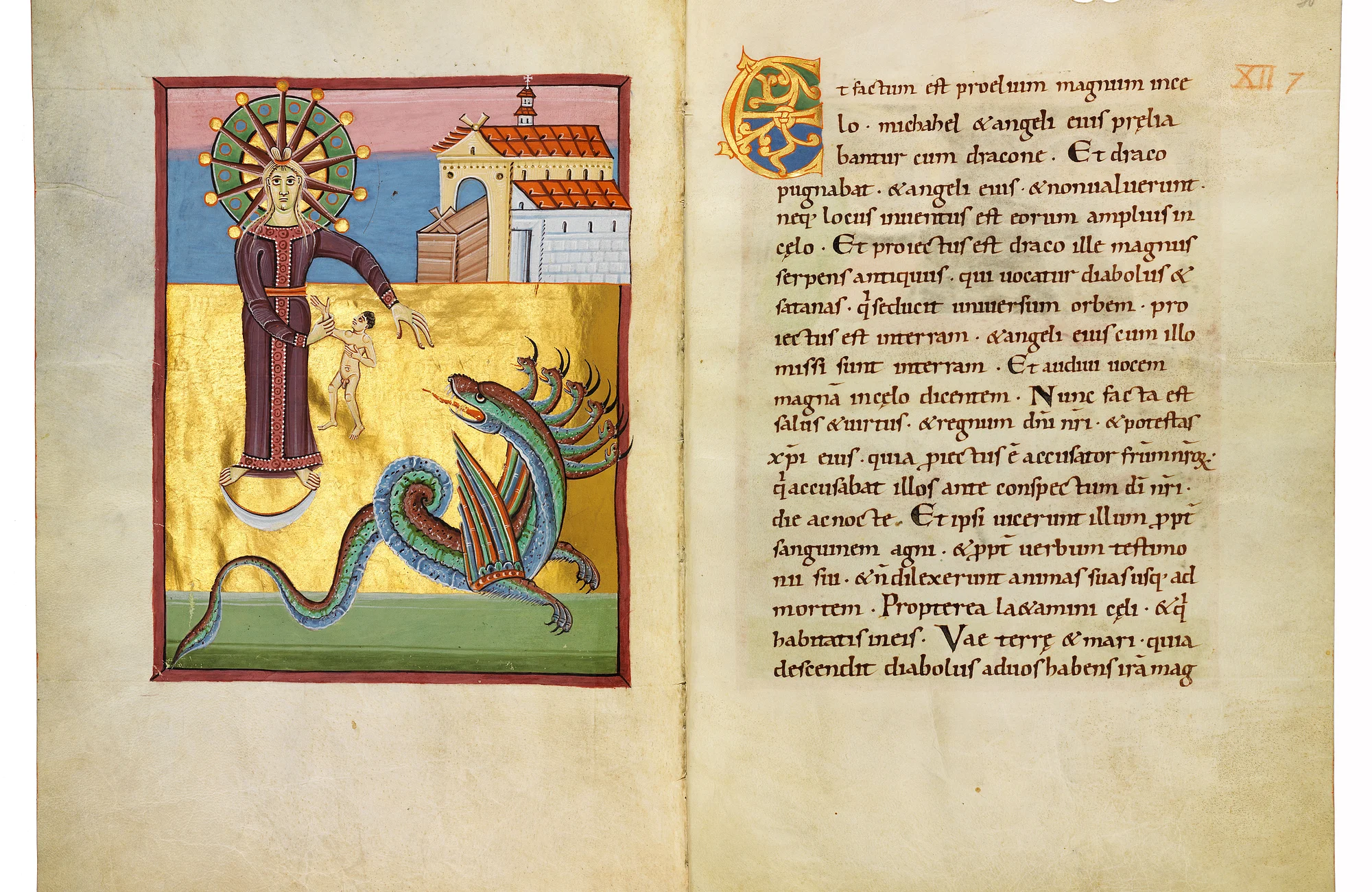 Miniatur aus der Bamberger Apokalypse. Reichenau, um 1010