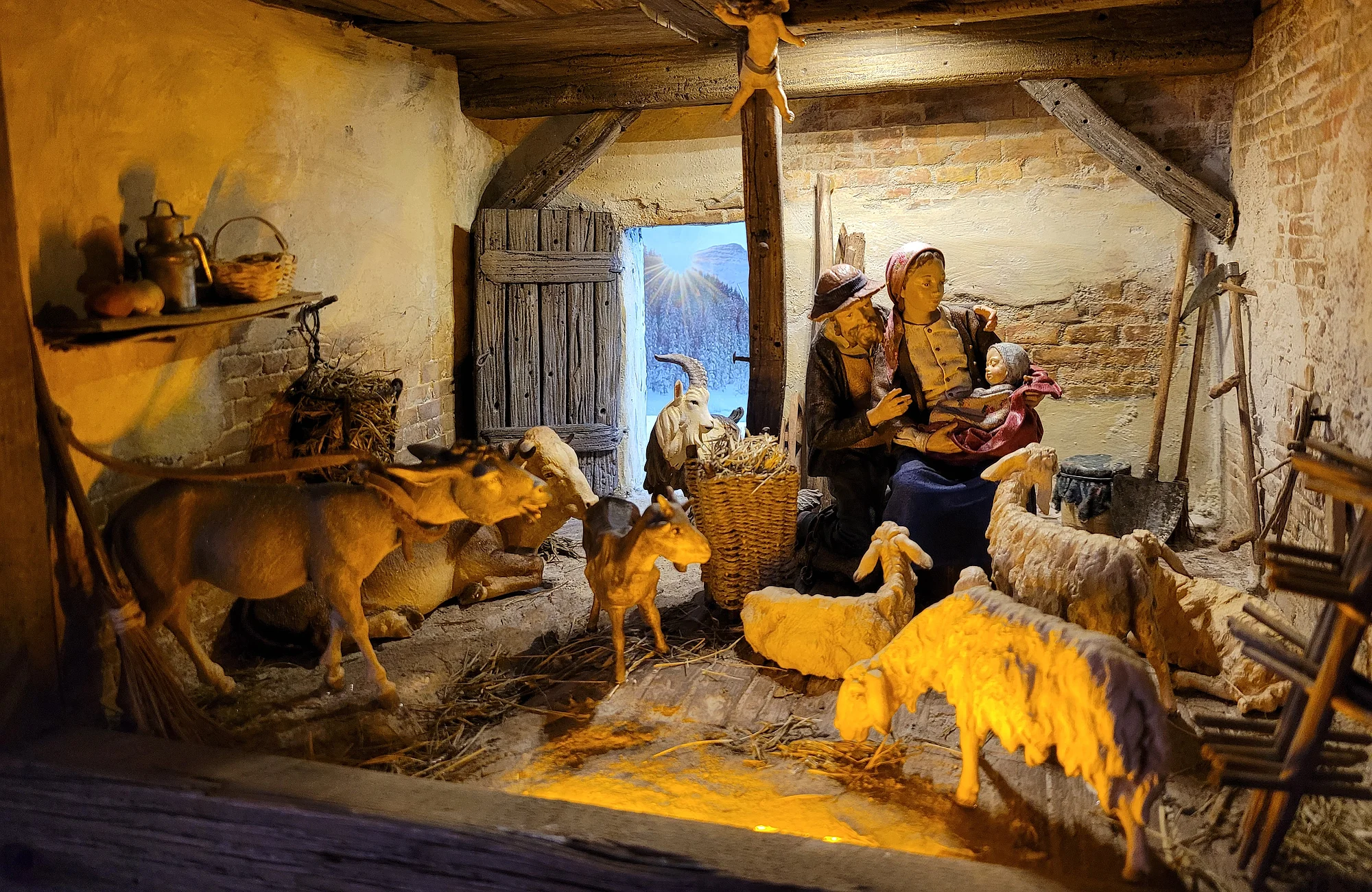 Krippenszene, zu sehen in der Weihnachtsausstellung der Krippenfreunde Bamberg in der Maternkapelle