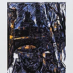 Alexej Borutscheff: Obere Brücke und Schloss Geyerswörth in Bamberg. Holzschnitt, 1967. Staatsbibliothek Bamberg, Msc.Add.1025(E 7.