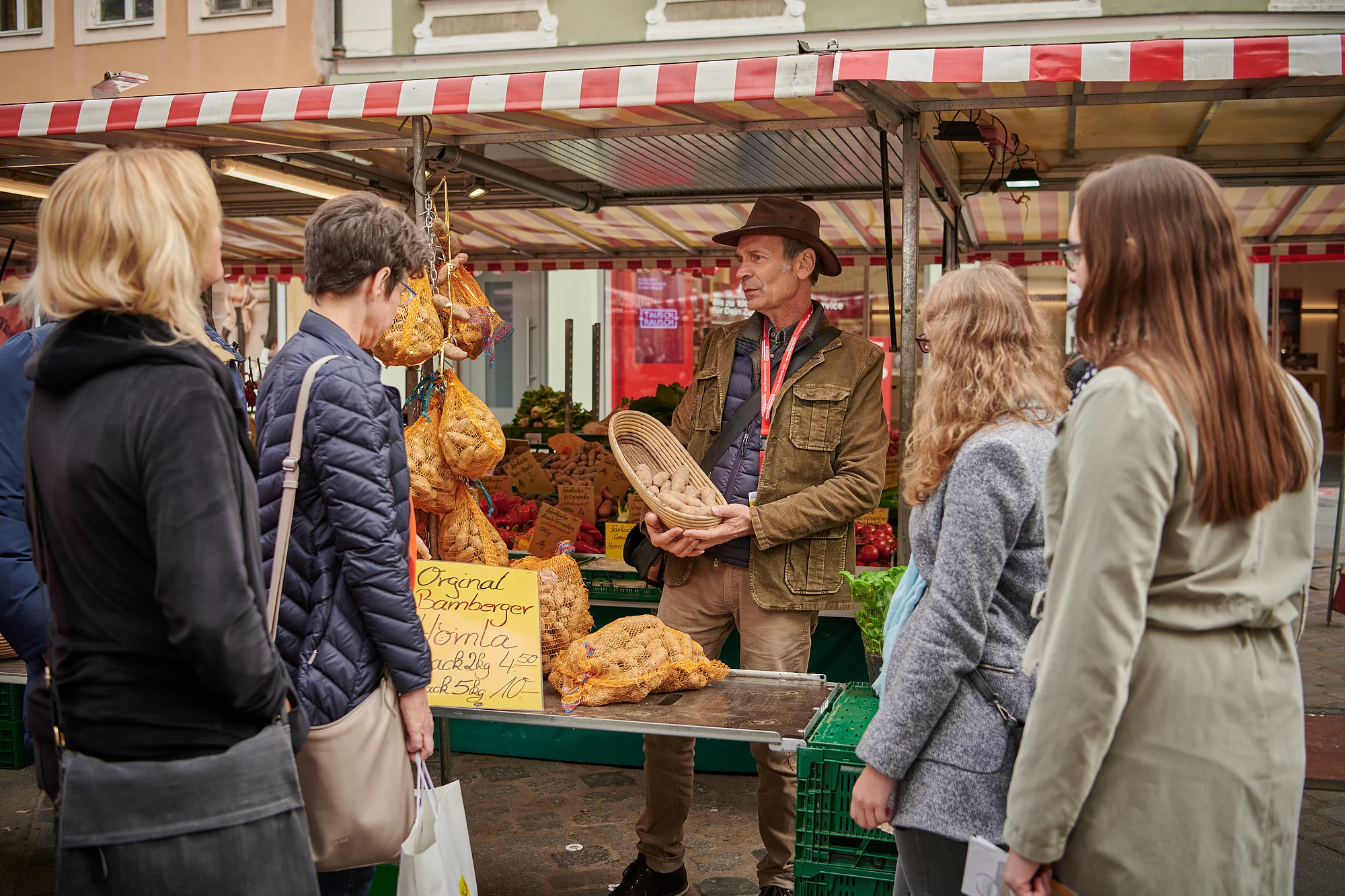 Am Grünen Markt - Original Bamberger Hörnla (Kartoffel). Stadtführung "Erlebnis Gärtnerstadt"