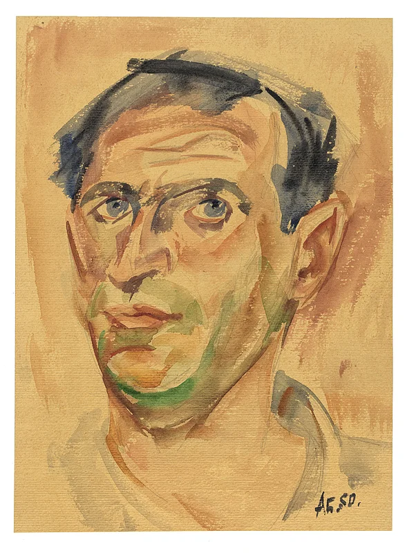 Alexej Borutscheff: Selbstporträt. Aquarell, um 1955. Staatsbibliothek Bamberg, Mas.Add.1025(F 4