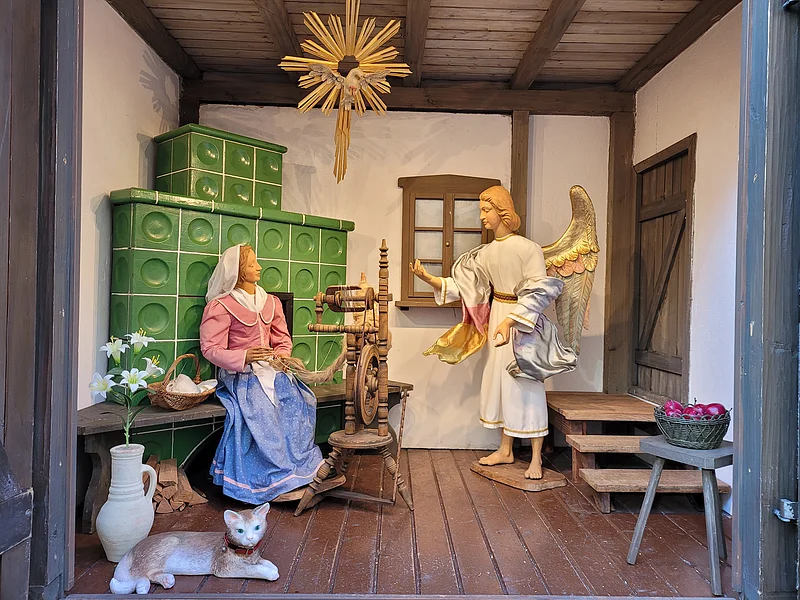 Krippenszene "Verkündigung" in der Großkrippe am Weihnachtsmarkt Bamberg